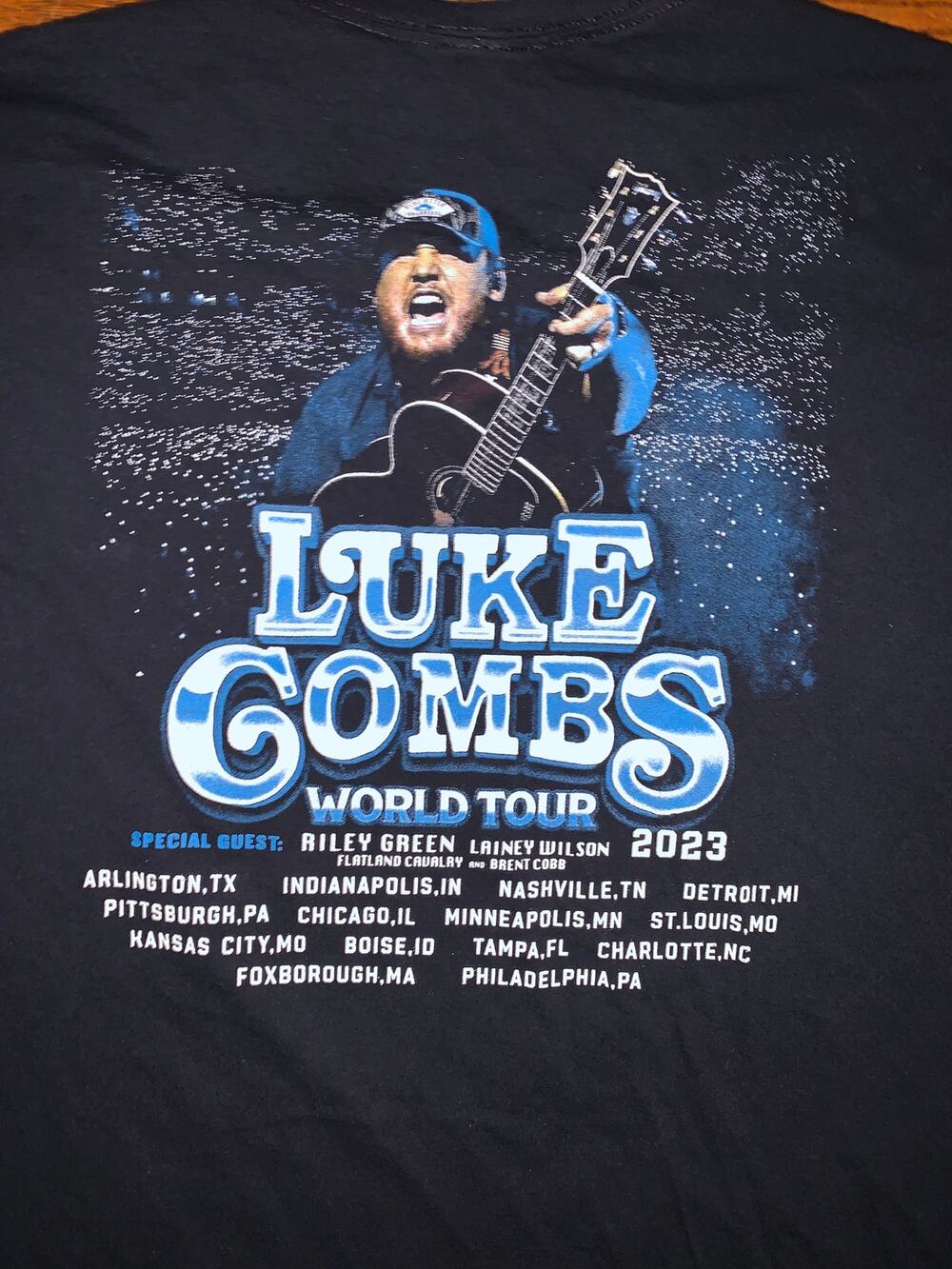 Luke Combs World Tour 2023 T Shirt Large Black Jack Daniels Tailgate Party Tee